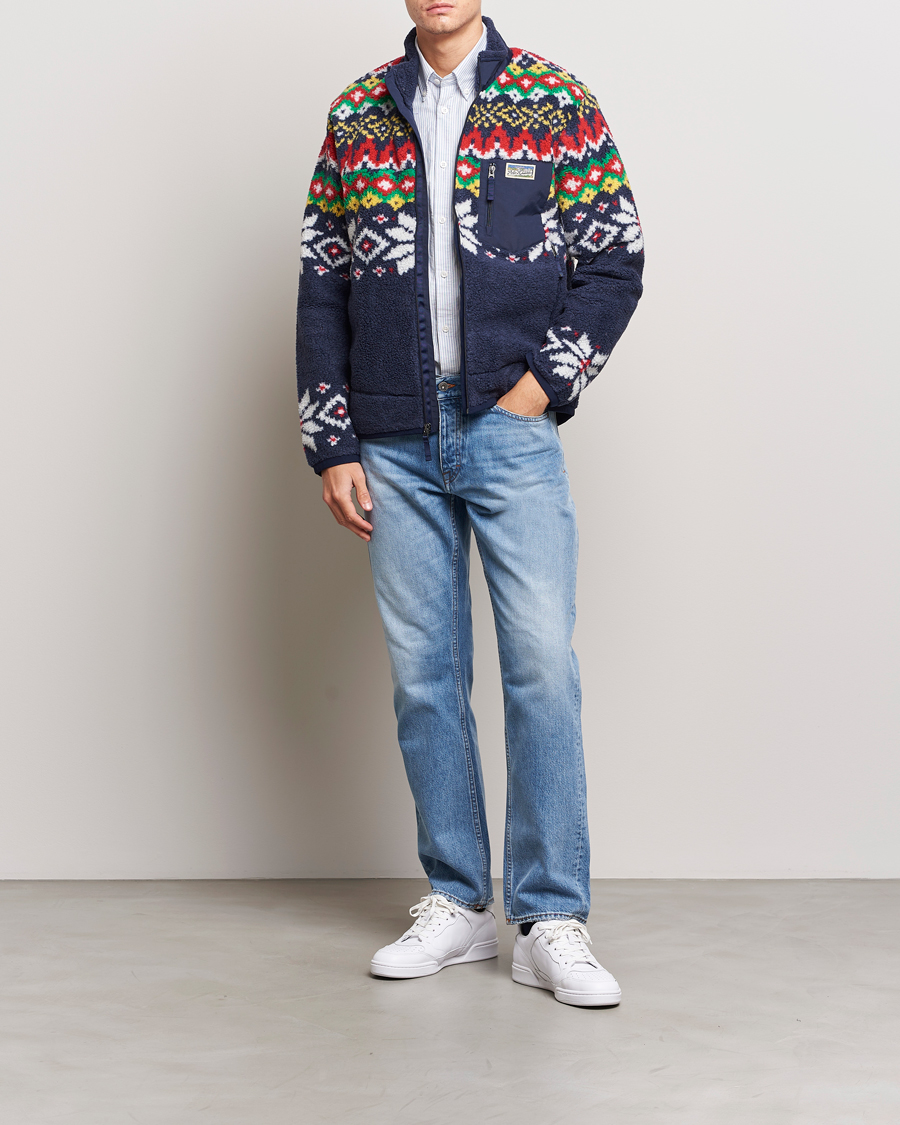 Herren | Pullover | Polo Ralph Lauren | Bonded Hi-Pile Snowflake Fairisle Full Zip Navy