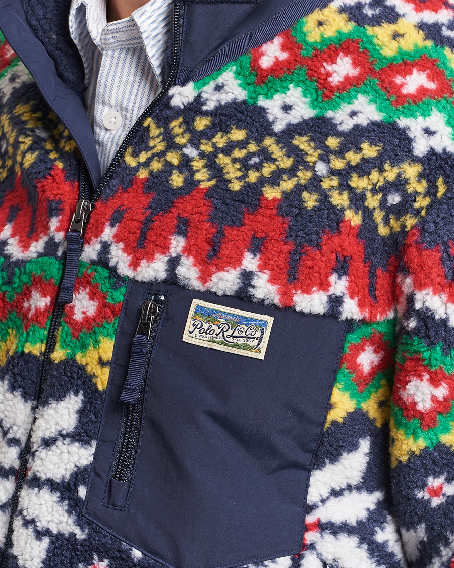 Herren | Pullover | Polo Ralph Lauren | Bonded Hi-Pile Snowflake Fairisle Full Zip Navy