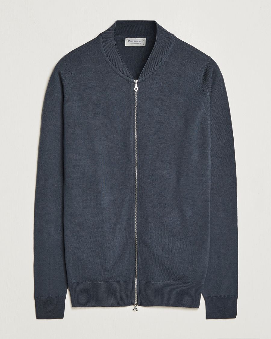 Herren | Pullover | John Smedley | Maclean Extra Fine Merin Full Zip Slate Grey