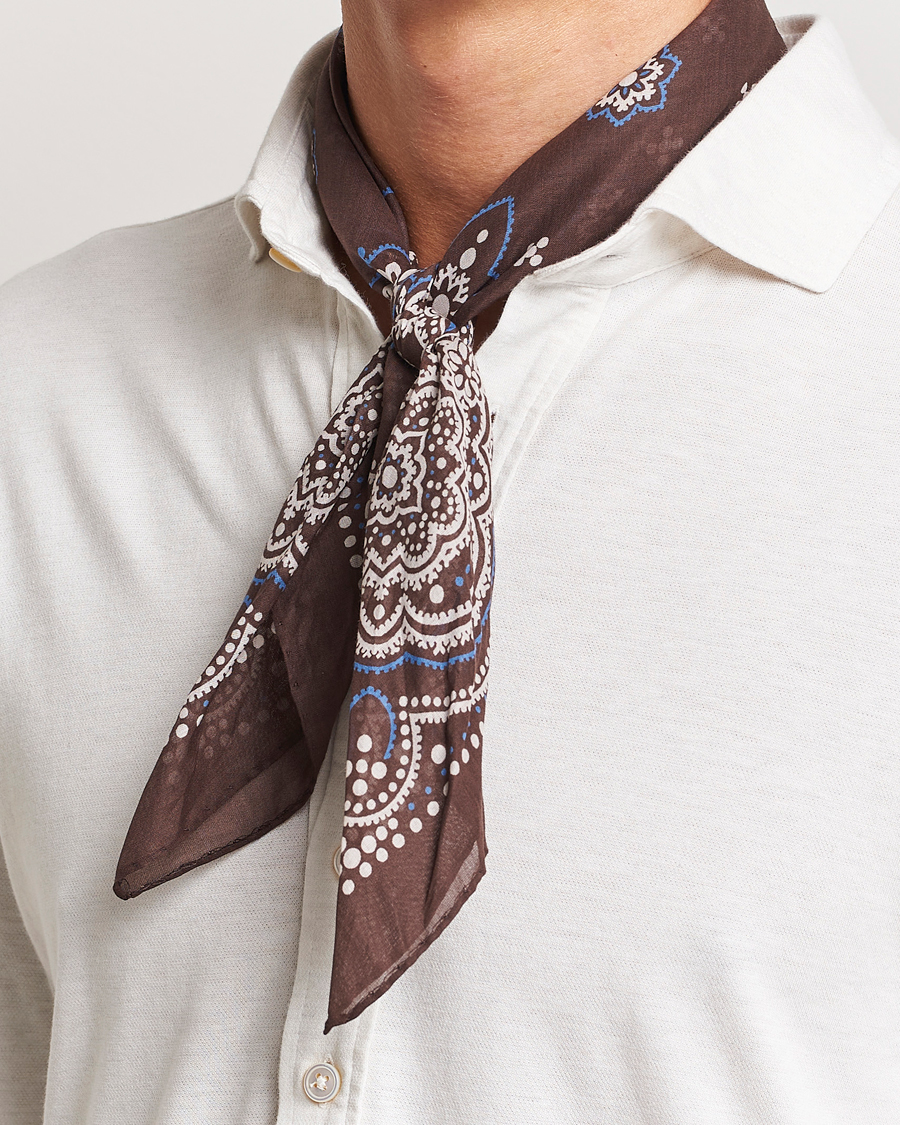 Herren | Kategorie | Amanda Christensen | Cotton Voilé Printed Flower Bandana Brown