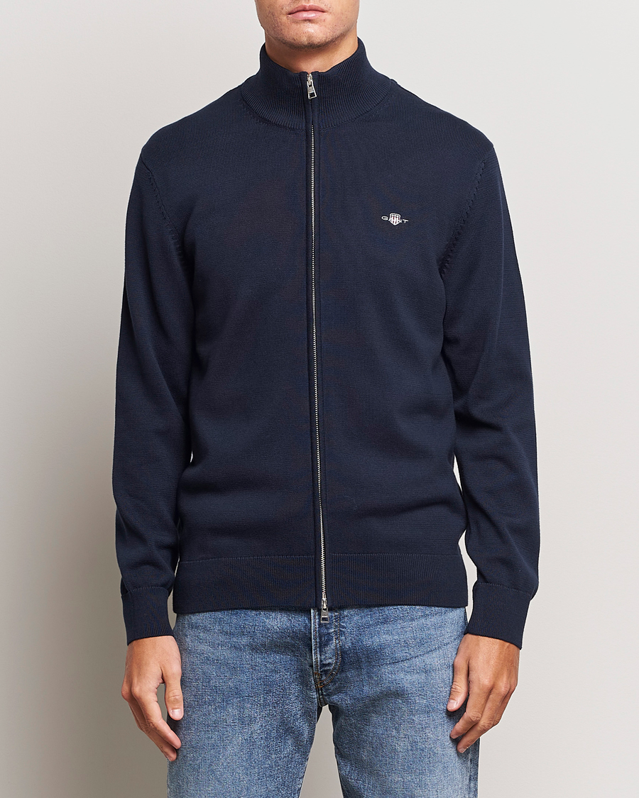 Herren |  | GANT | Cotton Full Zip Cardigan Evening Blue