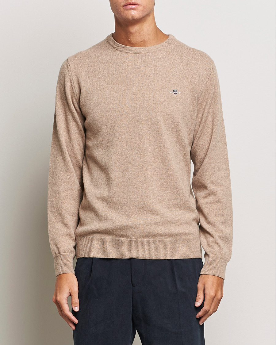 Herren |  | GANT | Lambswool Crew Neck Pullover Dark Sand