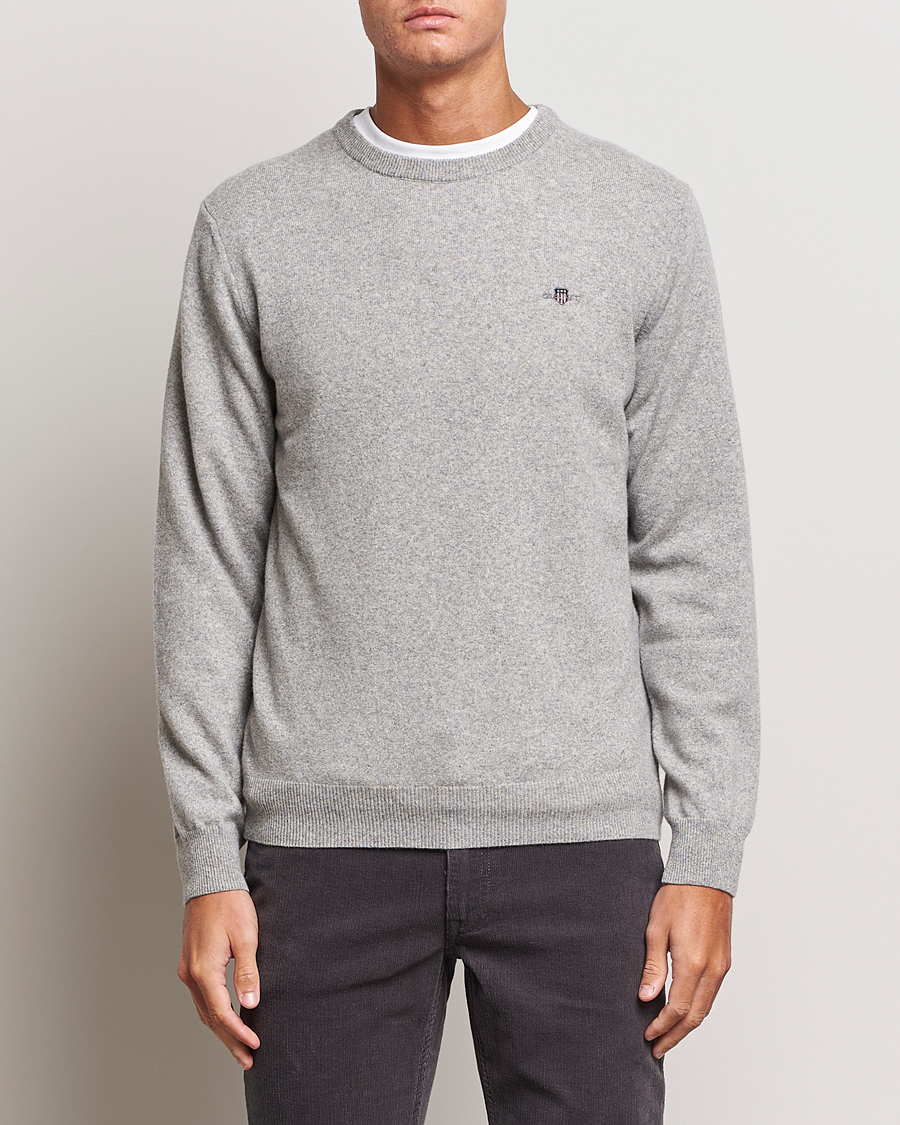 Herren |  | GANT | Lambswool Crew Neck Pullover Grey Malange