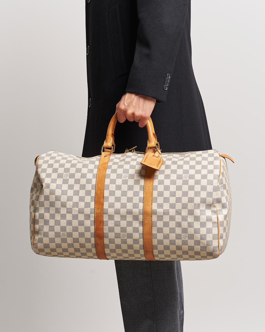 Herren | Louis Vuitton Pre-Owned Keepall 50 Bag Damier Azur | Louis Vuitton Pre-Owned | Keepall 50 Bag Damier Azur