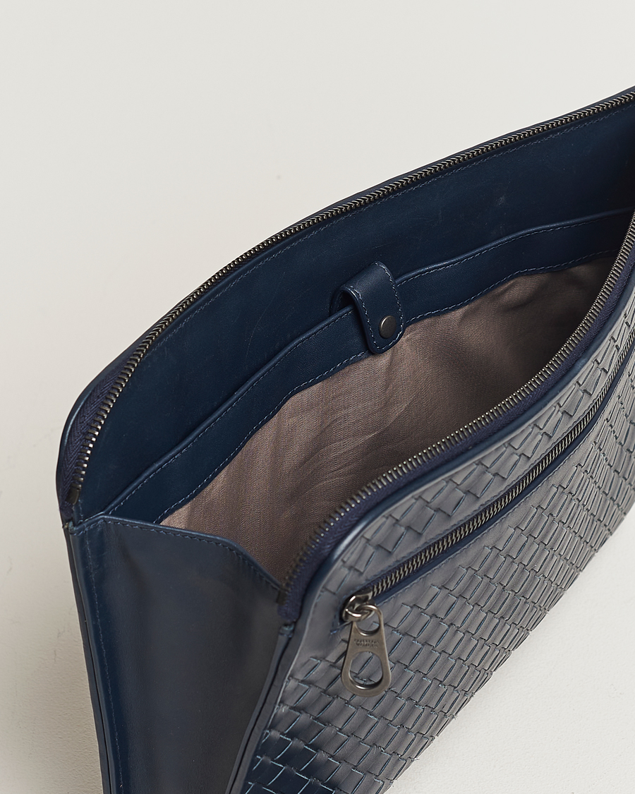 Herren | Bottega Veneta Pre-Owned Intrecciato Document Case Blue | Bottega Veneta Pre-Owned | Intrecciato Document Case Blue