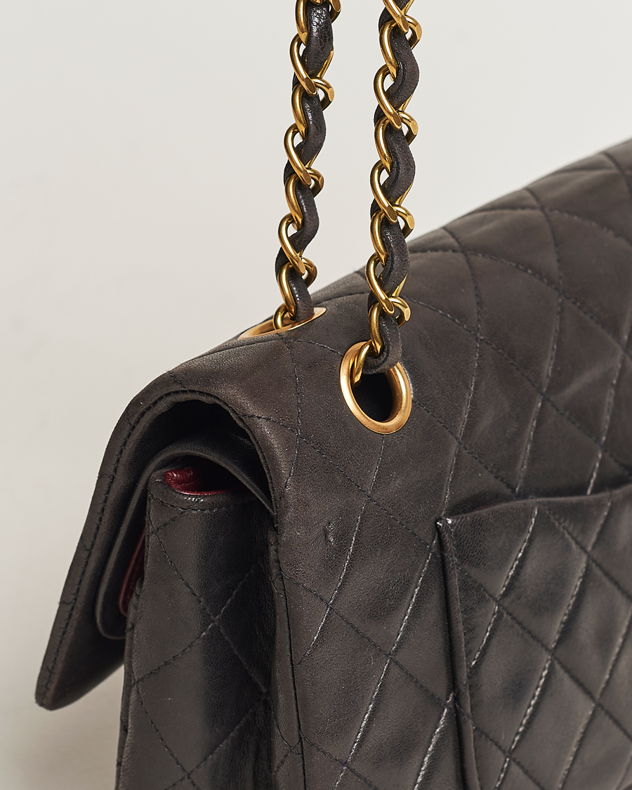 Herren | Chanel Pre-Owned Classic Medium Flap Bag Calf Leather Black | Chanel Pre-Owned | Classic Medium Flap Bag Calf Leather Black