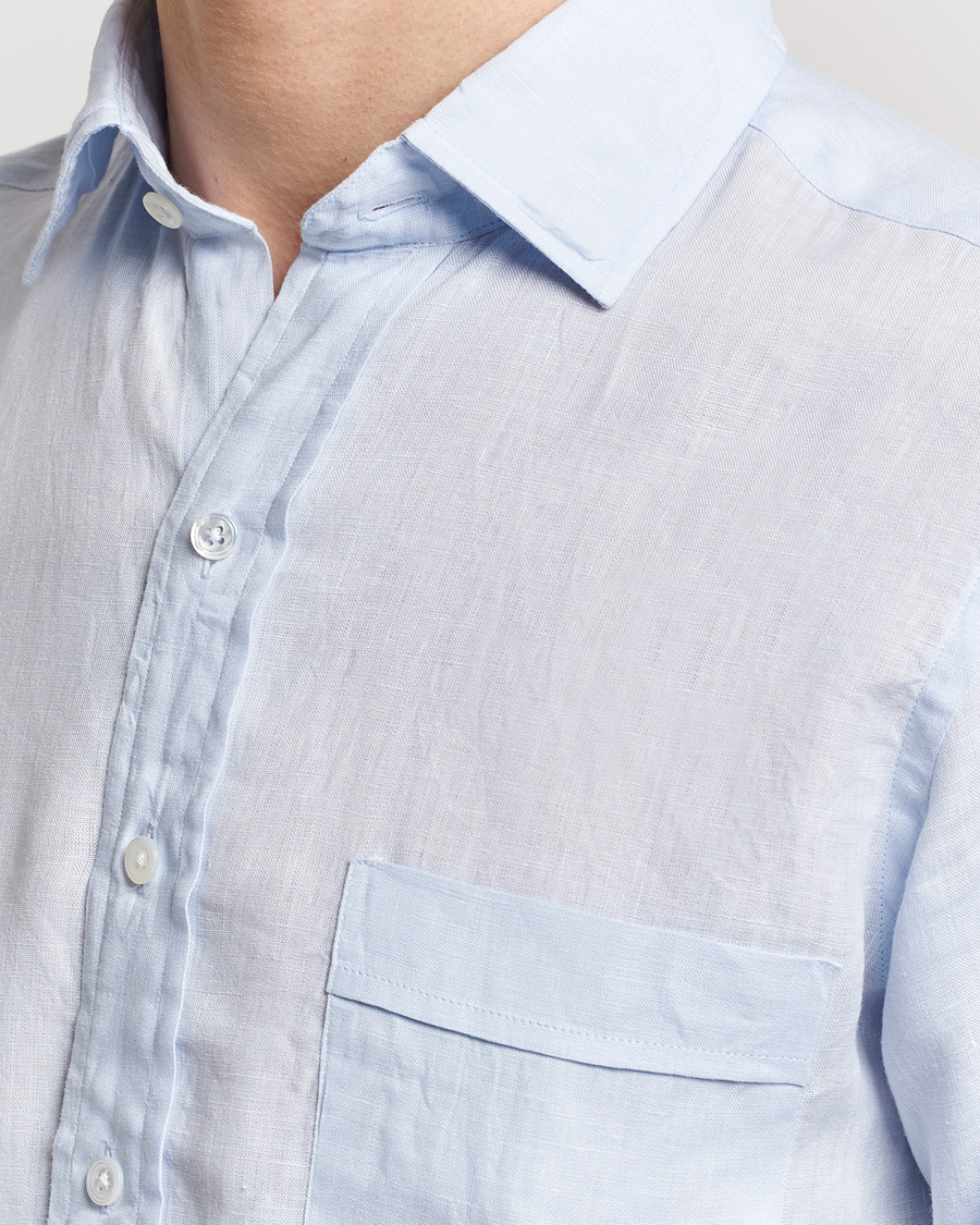 Herren | Hemden | Drake's | Linen Summer Shirt Sky Blue