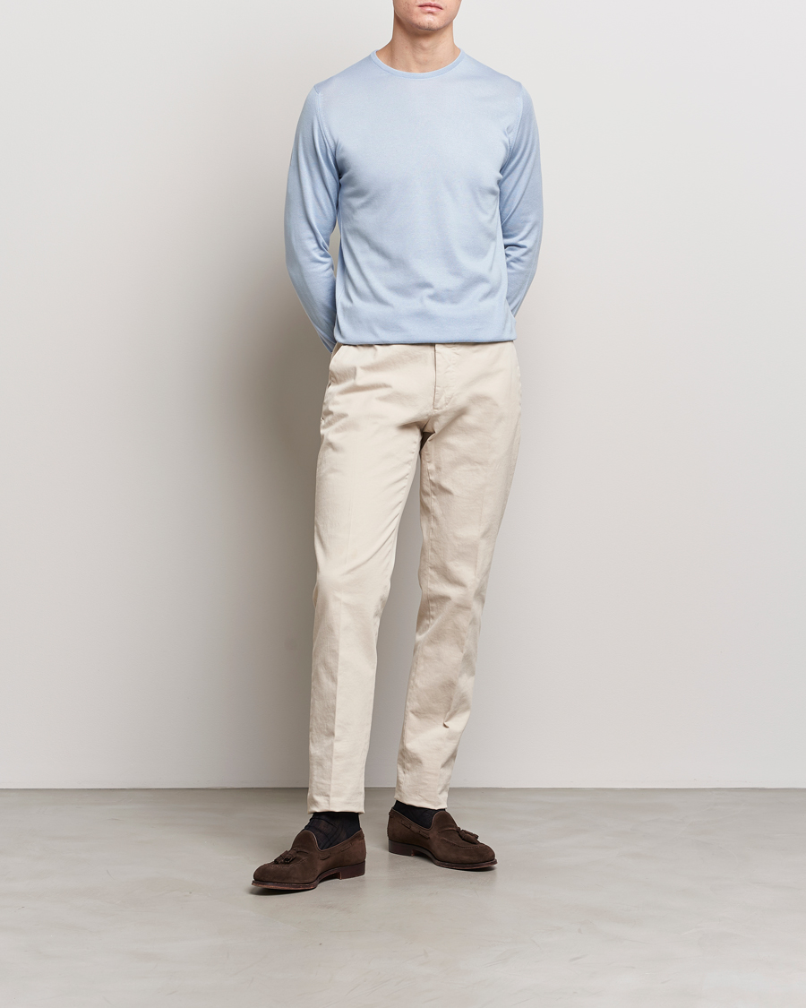 Herren | Pullover | John Smedley | Hatfield Sea Island Crew Neck Mirage Blue