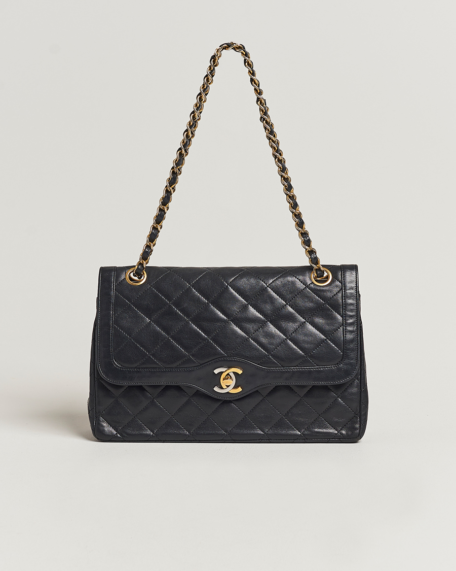 Herren | Chanel Pre-Owned Matelasse Double Flap Bag Black | Chanel Pre-Owned | Matelasse Double Flap Bag Black