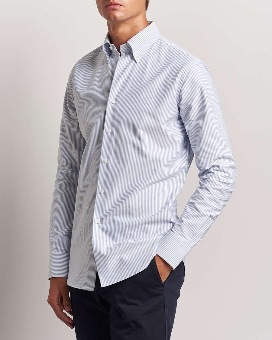 Herren |  | Grigio | Oxford Button Down Shirt Light Blue Stripe