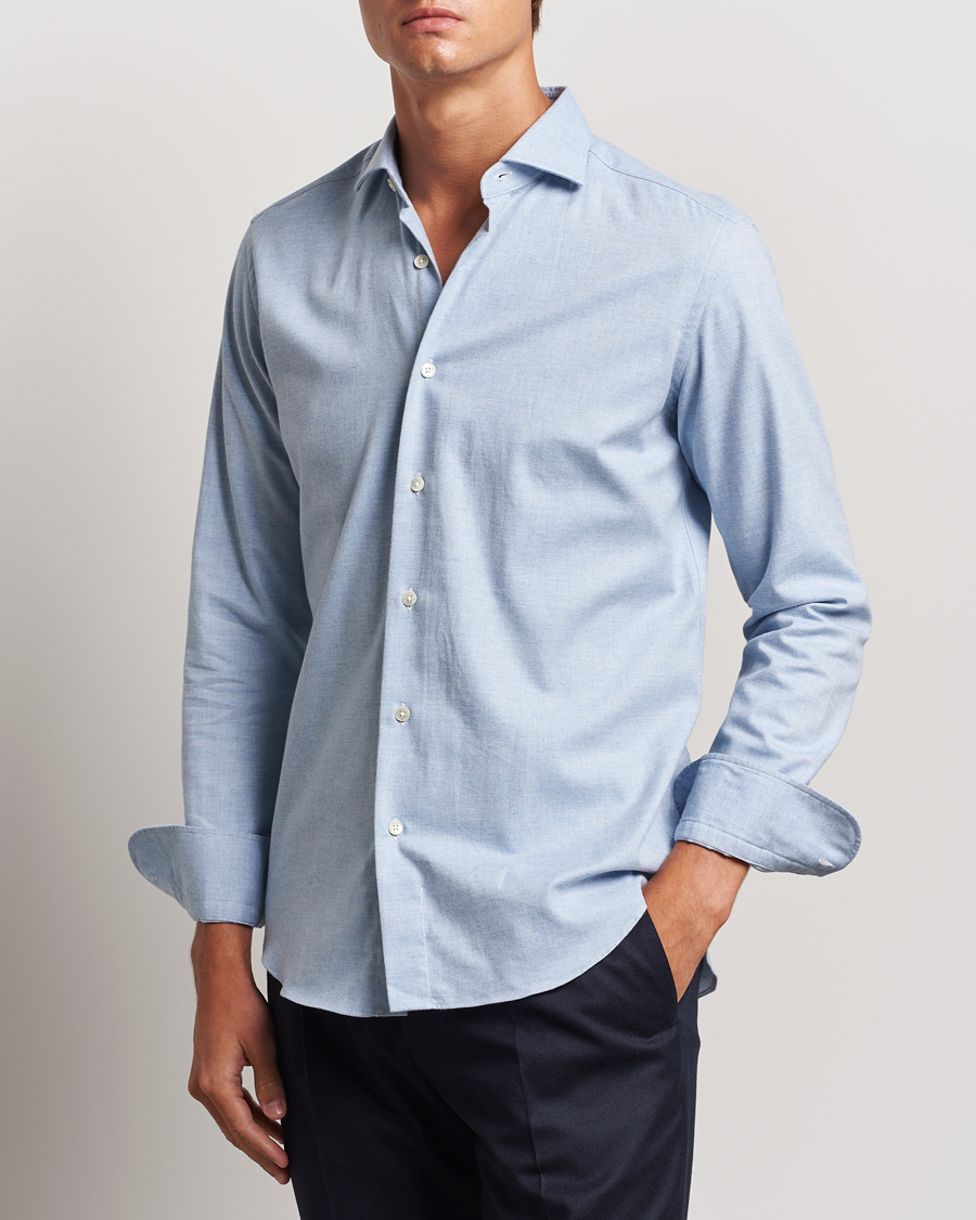 Herren |  | Grigio | Washed Flannel Shirt Light Blue