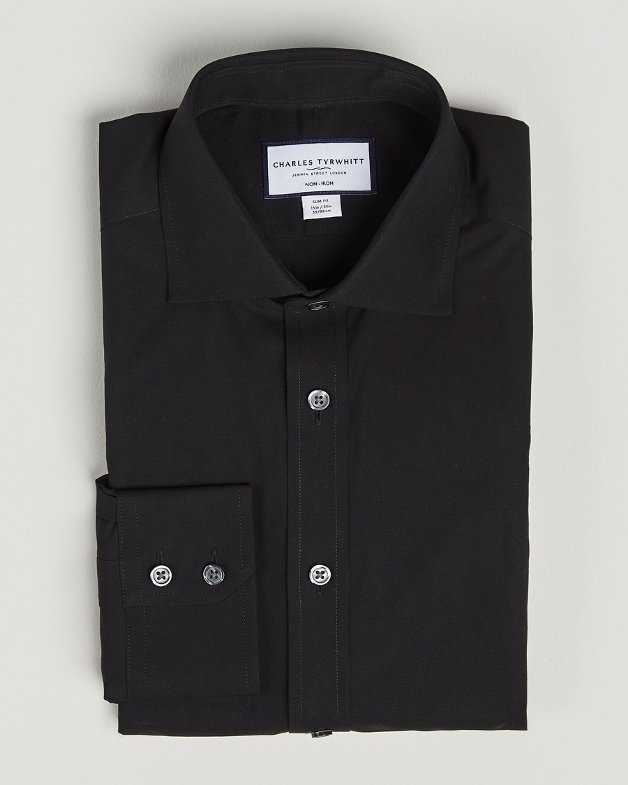 Herren | Hemden | Charles Tyrwhitt | Slim Fit Non Iron Poplin Cut Away Shirt Black