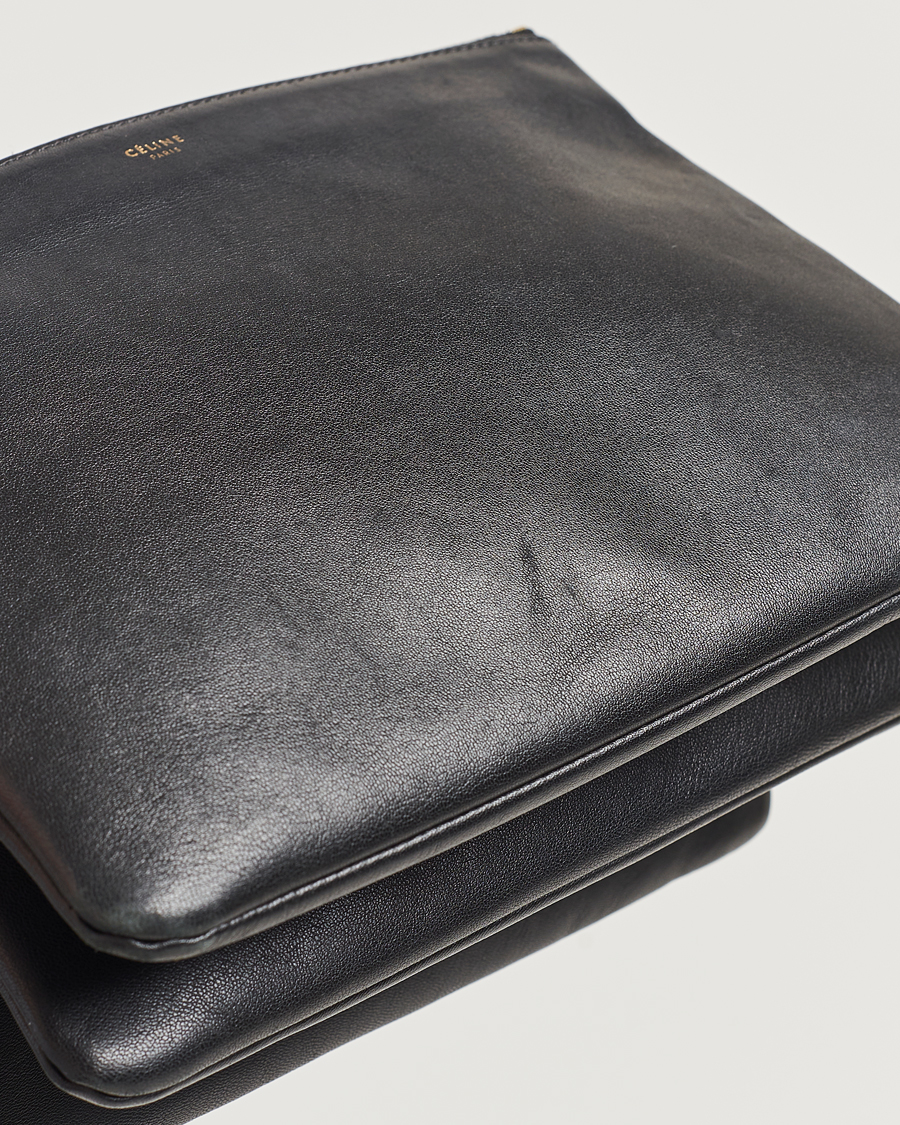 Herren | Celine Pre-Owned Trio Leather Handbag Black | Celine Pre-Owned | Trio Leather Handbag Black