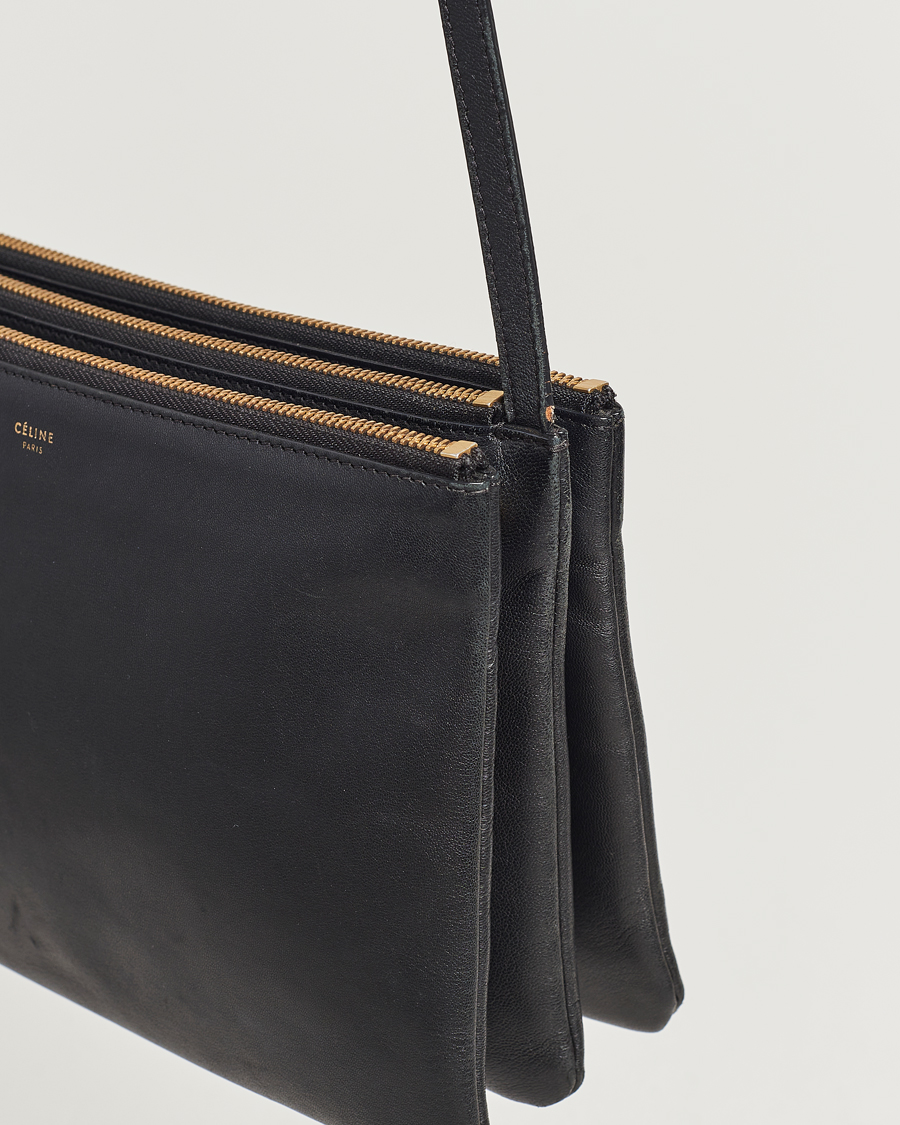 Herren | Celine Pre-Owned Trio Leather Handbag Black | Celine Pre-Owned | Trio Leather Handbag Black