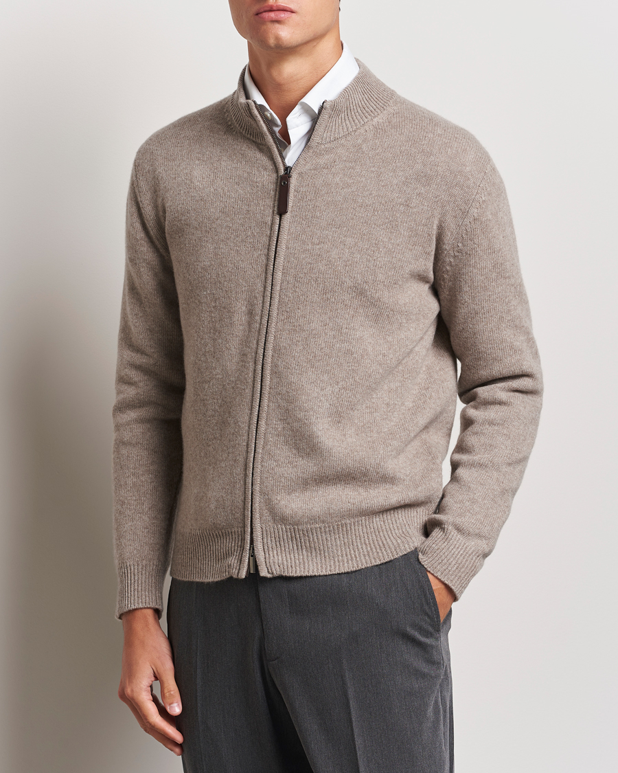 Herren |  | Canali | Wool/Cashmere Full Zip Sweater Beige