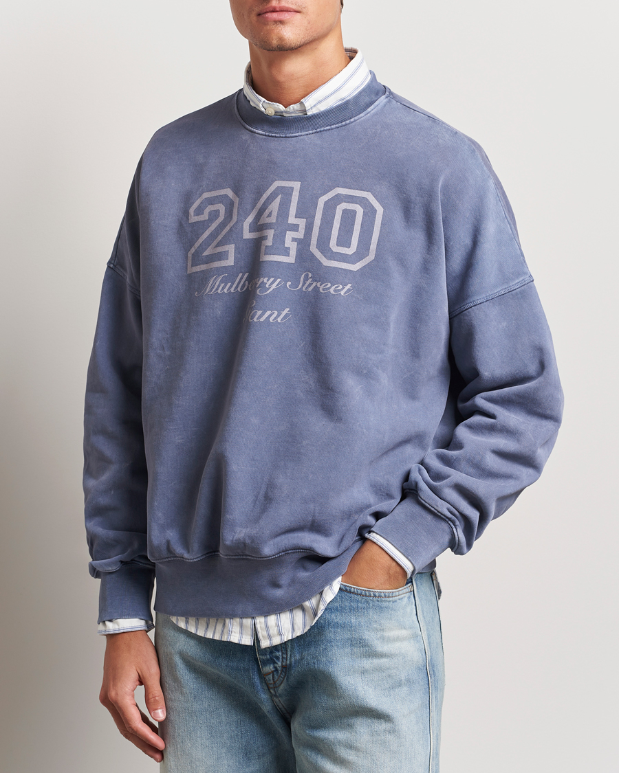 Herren |  | GANT 240 Mulberry Street | Vintage Washed Crew Neck Sweatshirt Dusty Blue Sea