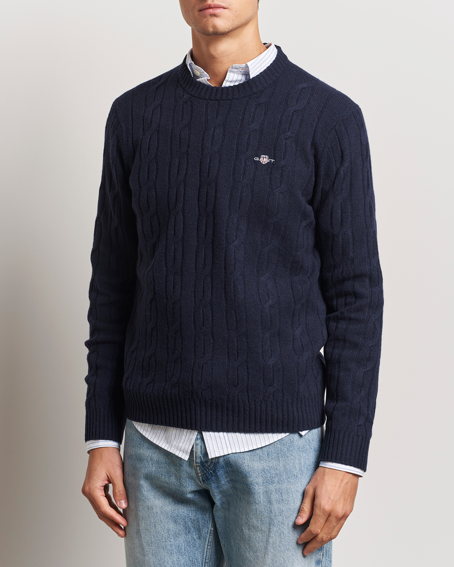 Herren |  | GANT | Lambswool Cable C-Neck Evening Blue