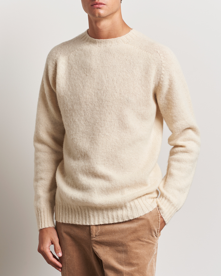 Herren | Harley Of Scotland | Harley Of Scotland | Brushed Supersoft Lambswool Crewneck Cream