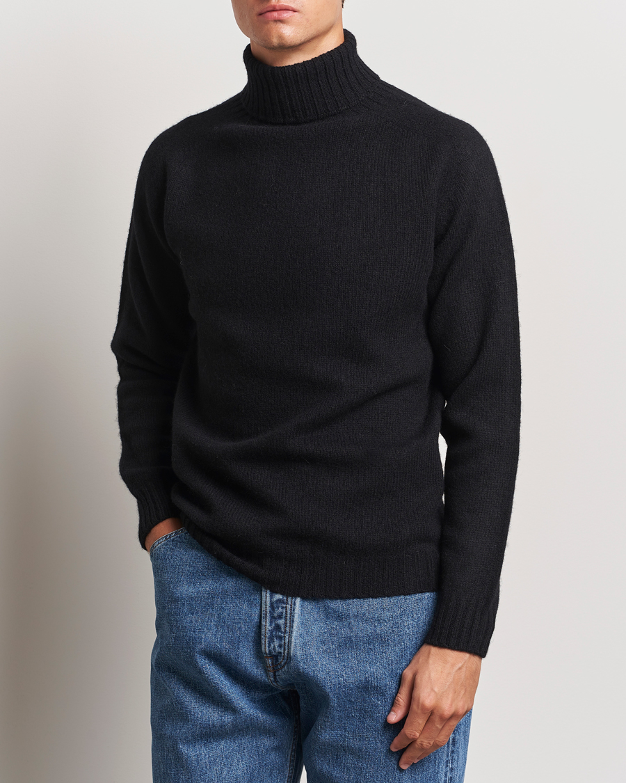 Herren | Pullover | Harley Of Scotland | Supersoft Lambswool Rollneck Black