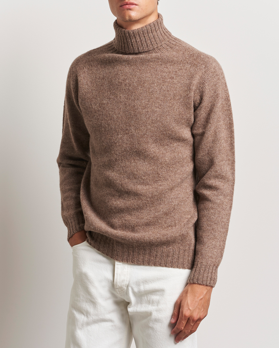 Herren | Kleidung | Harley Of Scotland | Supersoft Lambswool Rollneck Nutmeg Brown