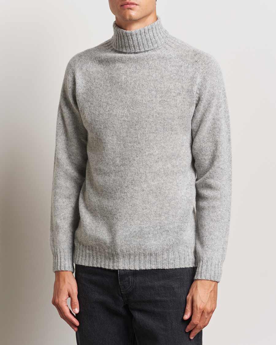 Herren | Rollkragenpullover | Harley Of Scotland | Supersoft Lambswool Rollneck Silver Grey