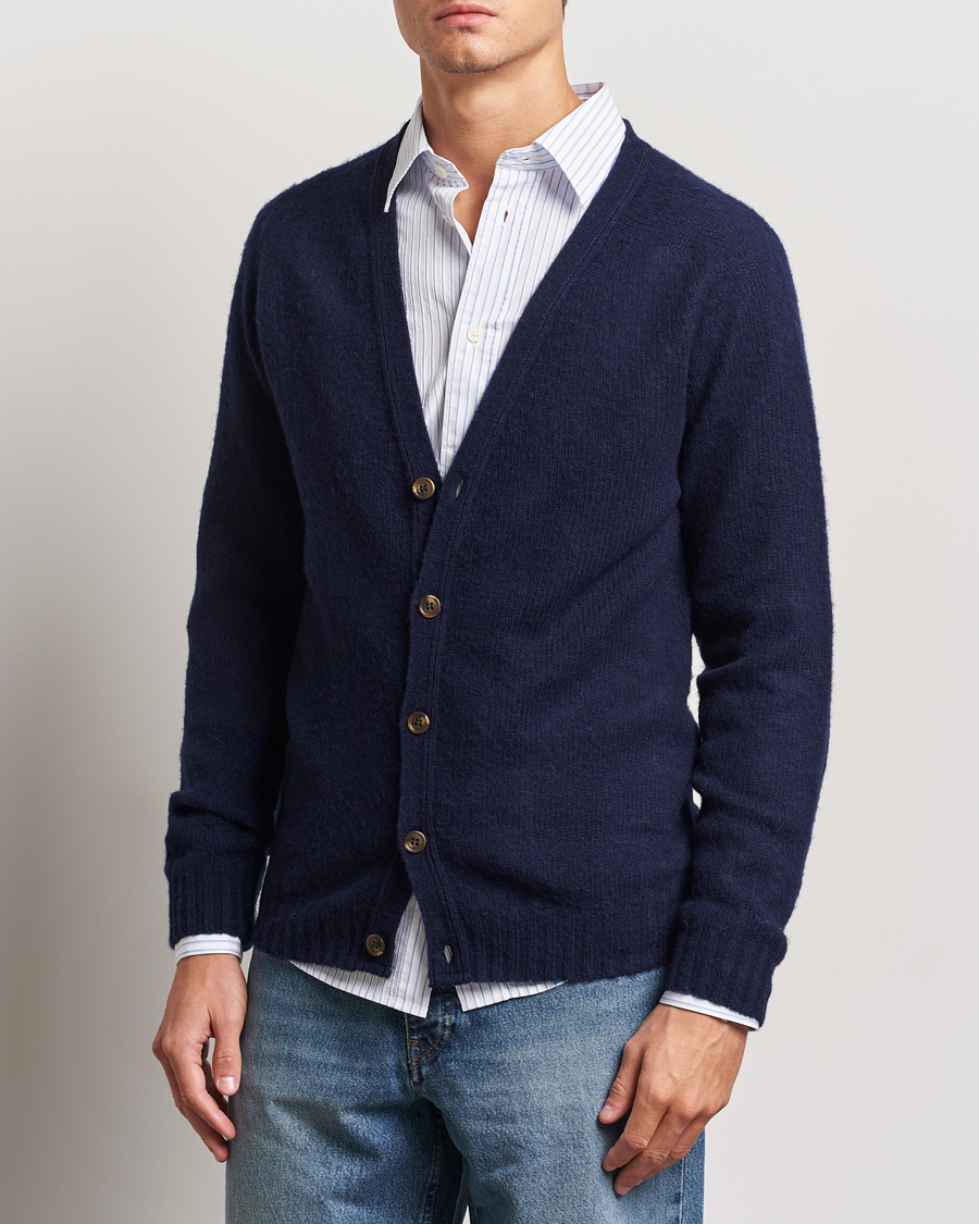 Herren |  | Harley Of Scotland | Supersoft Lambswool Cardigan Navy