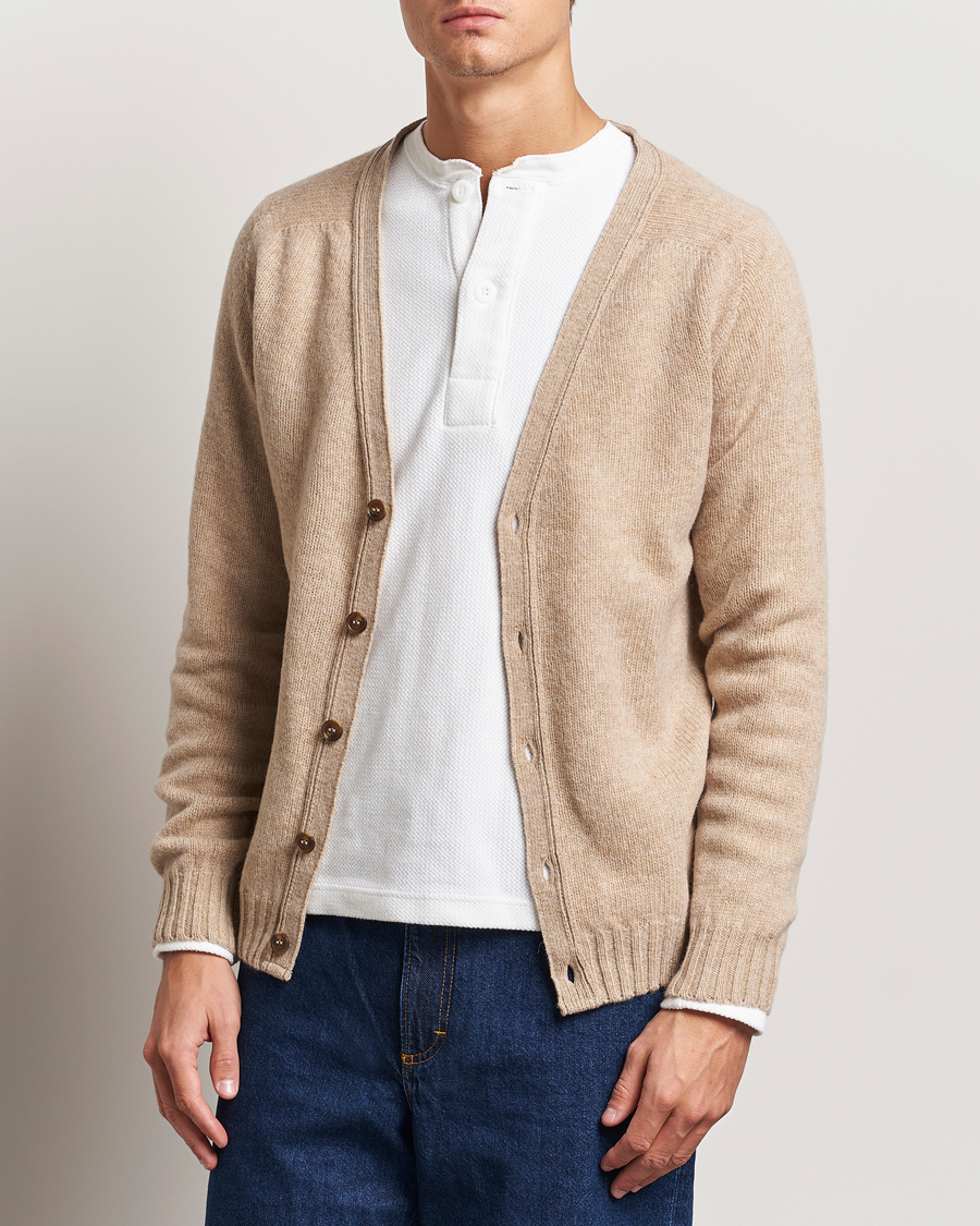 Herren |  | Harley Of Scotland | Supersoft Lambswool Cardigan Oatmilk