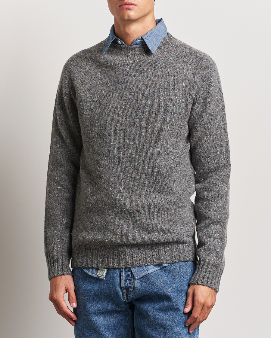 Herren |  | Harley Of Scotland | Donegal Wool Crewneck Grey