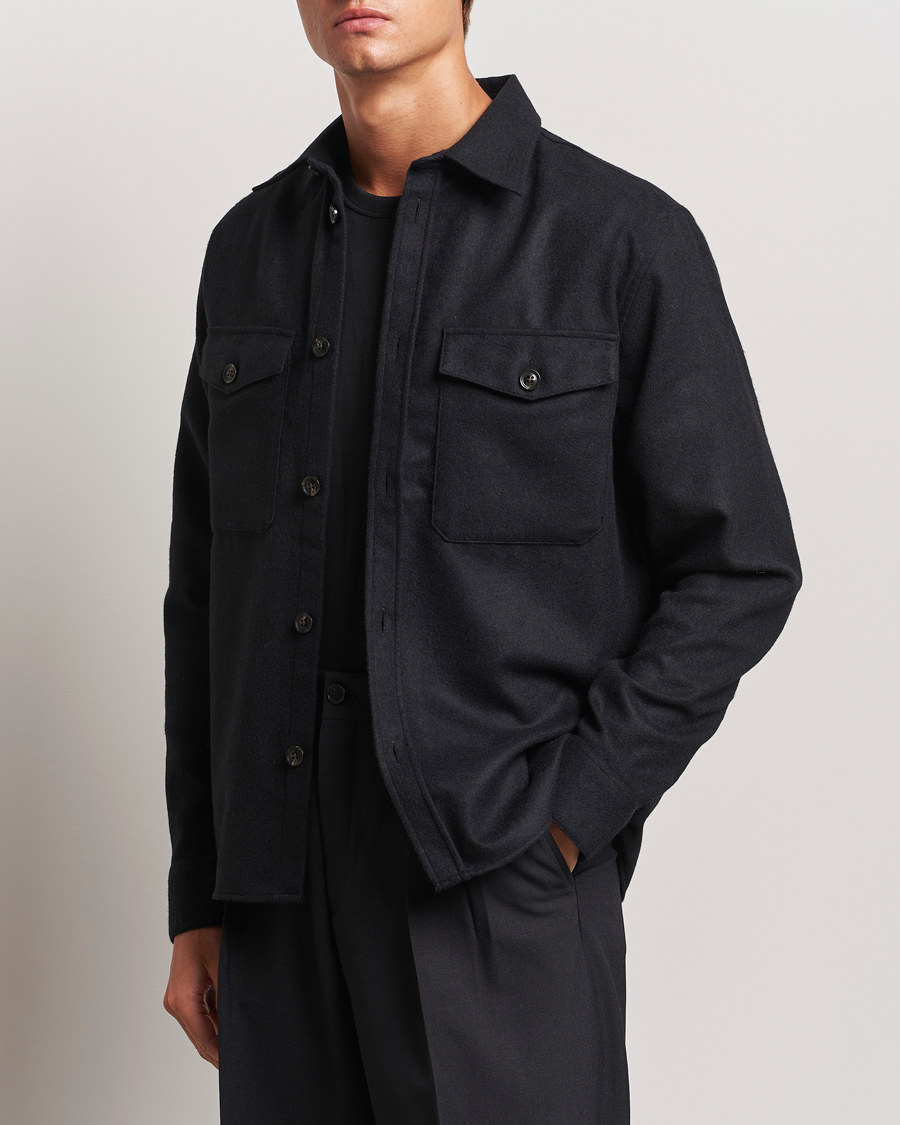 Herren | Business & Beyond - Casual | J.Lindeberg | Flat Wool Overshirt Black