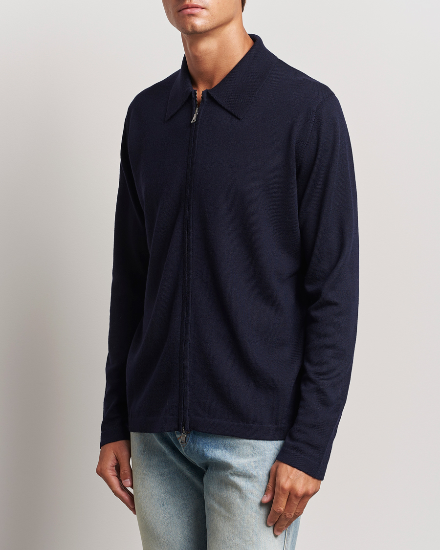 Herren |  | J.Lindeberg | Kaleb Merino Zip Cardigan Navy