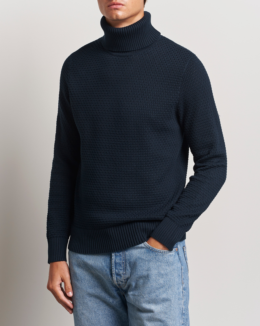 Herren | Business & Beyond - Casual | J.Lindeberg | Olivero Structure Cotton Turtleneck Navy