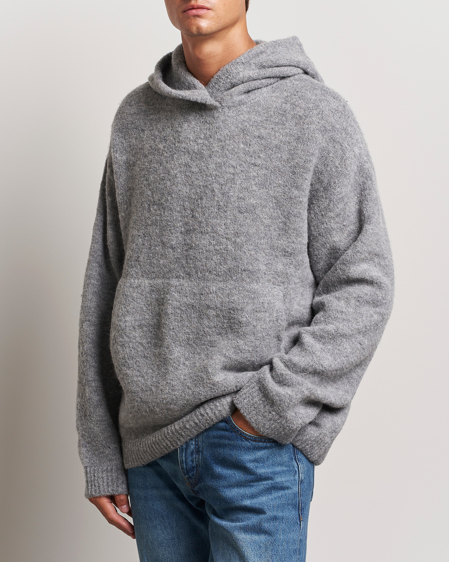 Herren | Business & Beyond - Casual | J.Lindeberg | Broon Alpaca Blend Hoodie Mid Grey Melange