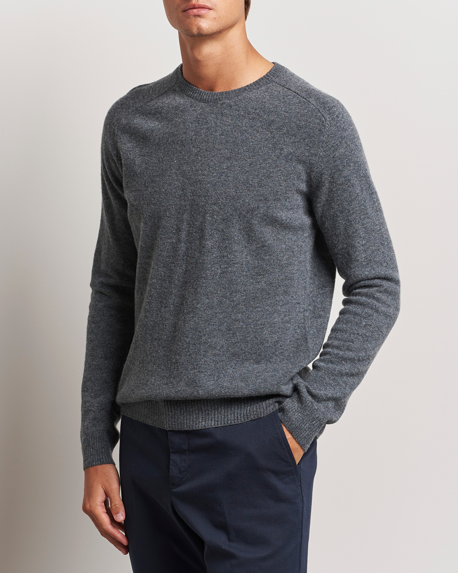 Herren | Pullover | KnowledgeCotton Apparel | Lambswool Roundneck Dark Grey