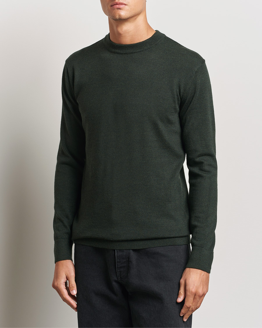 Herren |  | KnowledgeCotton Apparel | Regular Merino Knit Crew Neck Green