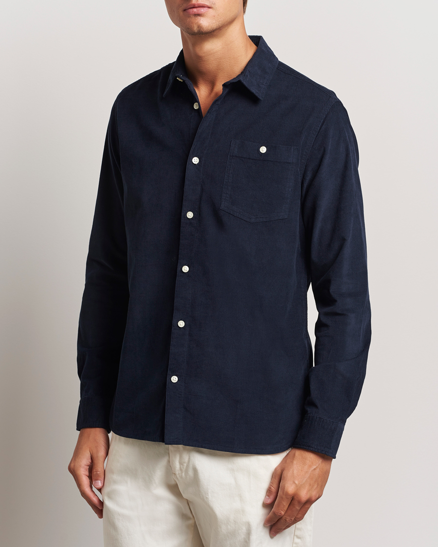 Herren | Hemden | KnowledgeCotton Apparel | Regular Fit Corduroy Shirt Navy