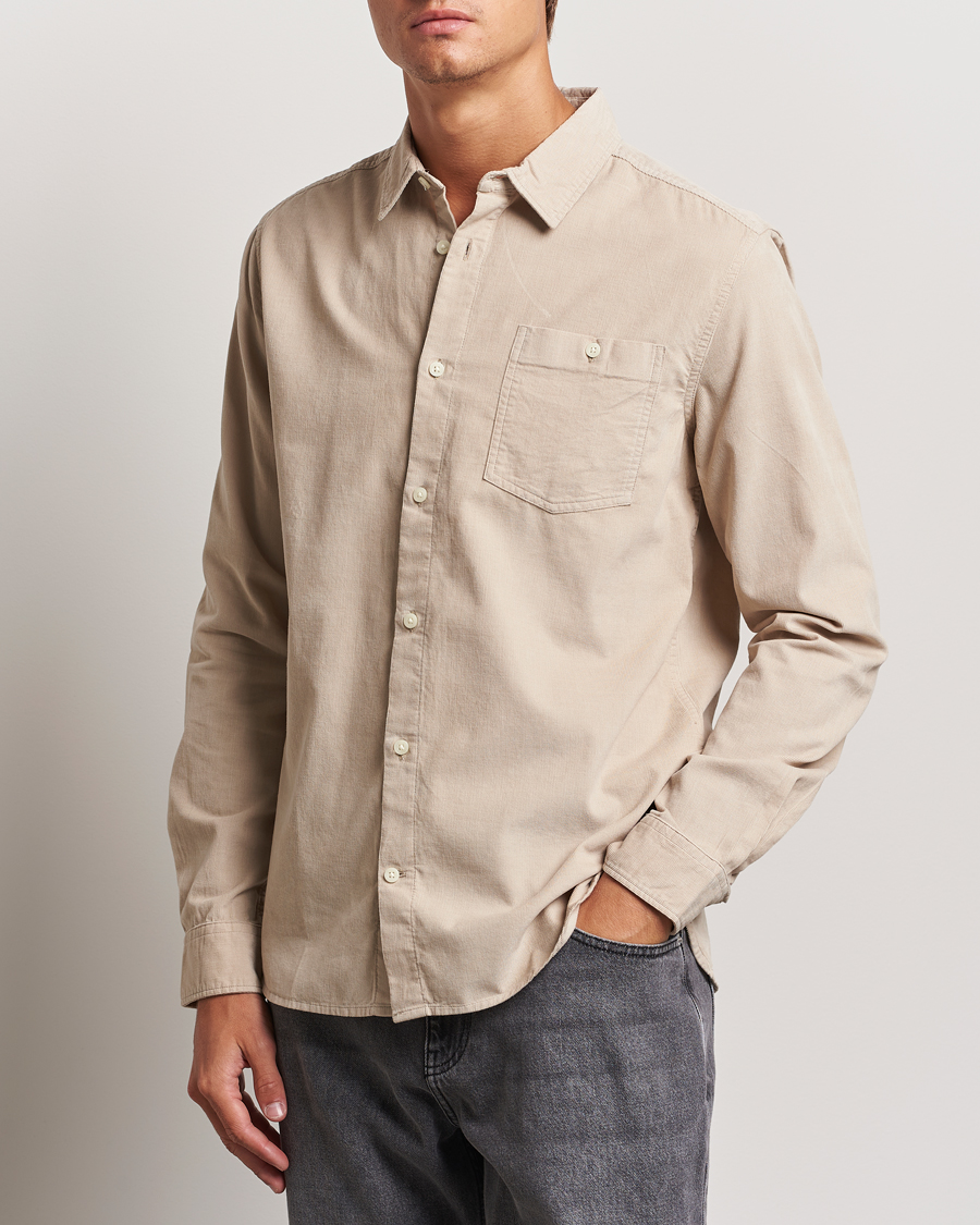 Herren | Freizeithemden | KnowledgeCotton Apparel | Regular Fit Corduroy Shirt Beige