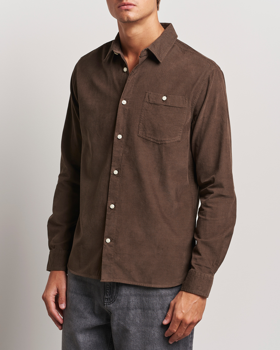 Herren | Freizeithemden | KnowledgeCotton Apparel | Regular Fit Corduroy Shirt Brown