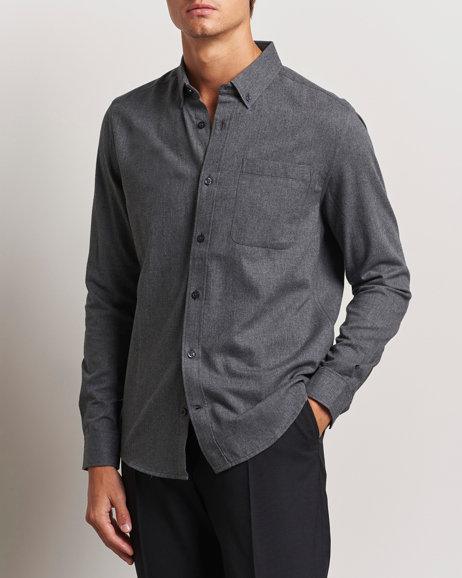 Herren | Flannellhemden | KnowledgeCotton Apparel | Regular Fit Melange Flannel Shirt Grey