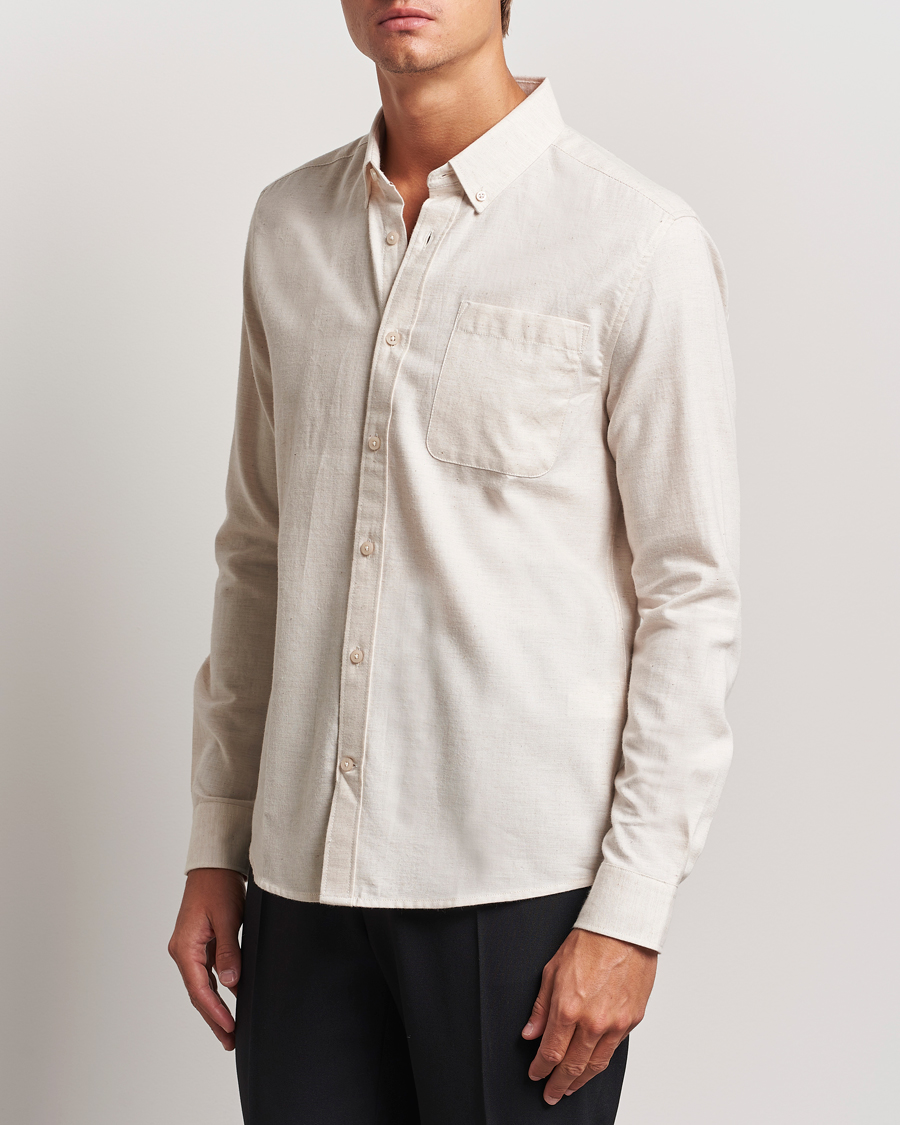 Herren | Hemden | KnowledgeCotton Apparel | Regular Fit Melange Flannel Shirt Beige