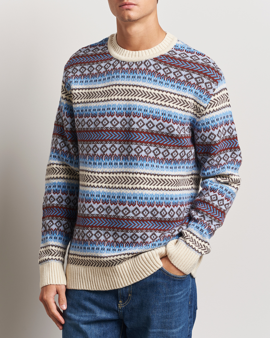 Herren |  | KnowledgeCotton Apparel | Fairisle Knitted Crewneck Off White