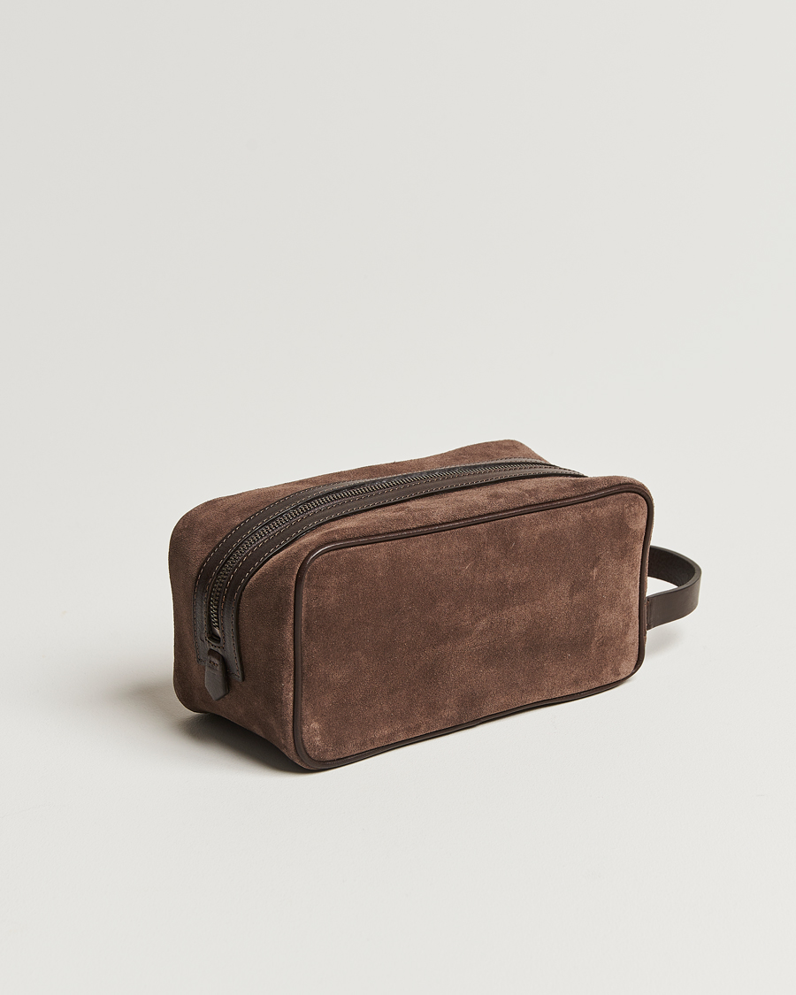 Herren |  | Anderson\'s | Suede Washbag Dark Brown