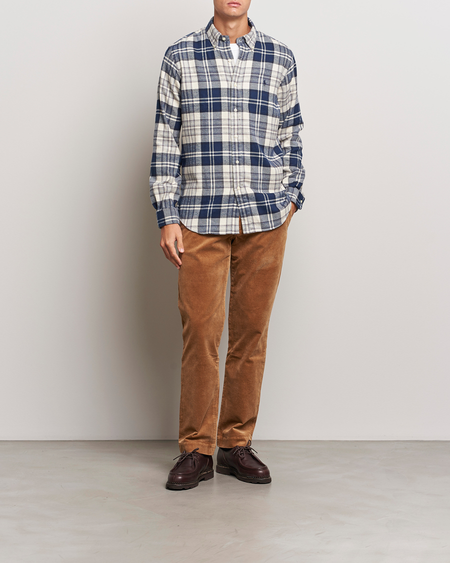 Herren | Hemden | Polo Ralph Lauren | Custom Fit Brushed Flannel Checked Shirt Off White