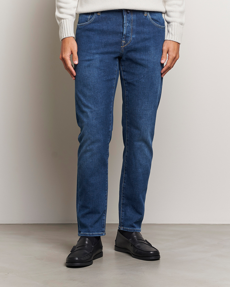 Herren | Blaue jeans | Incotex | 5-Pocket Stretch Denim Medium Blue