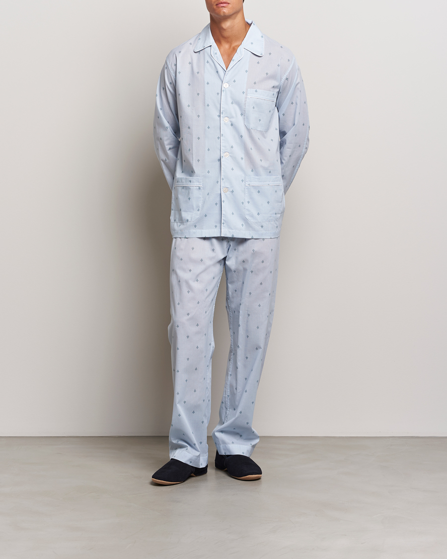 Herren | Pyjamas | Derek Rose | Piped Cotton Pyjama Set Blue