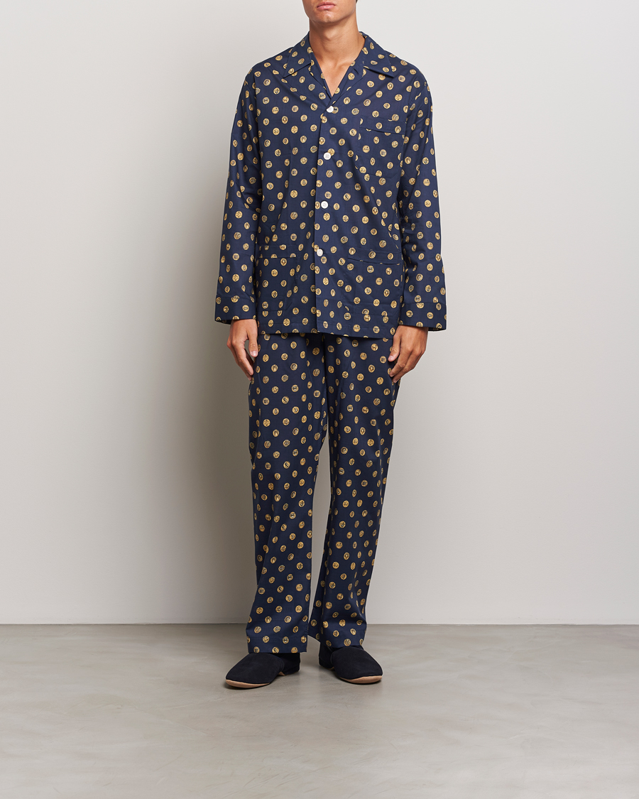 Herren | Pyjamas | Derek Rose | Printed Cotton Pyjama Set Navy