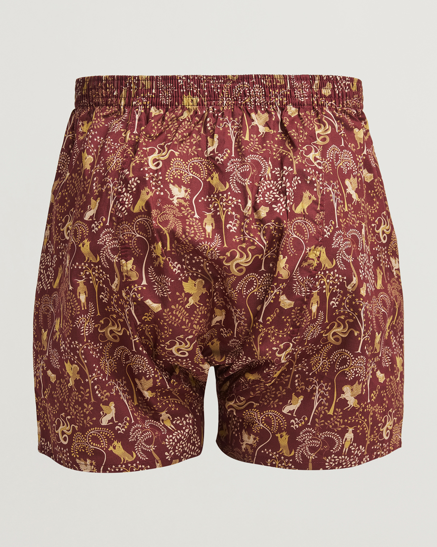 Herren |  | Derek Rose | Classic Fit Woven Cotton Boxer Shorts Burgundy