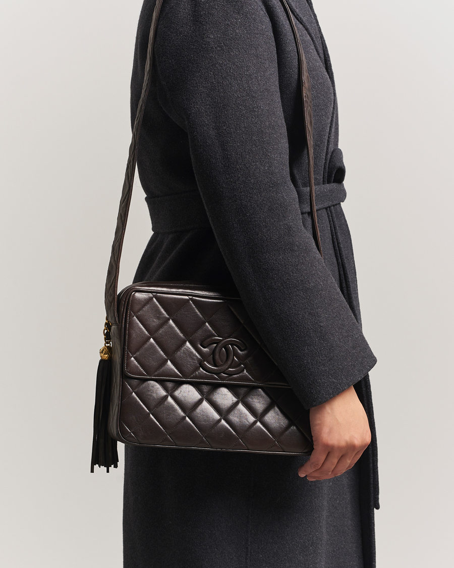 Herren | Chanel Pre-Owned Tassel Flap Shoulder Bag Black Lambskin | Chanel Pre-Owned | Tassel Flap Shoulder Bag Black Lambskin