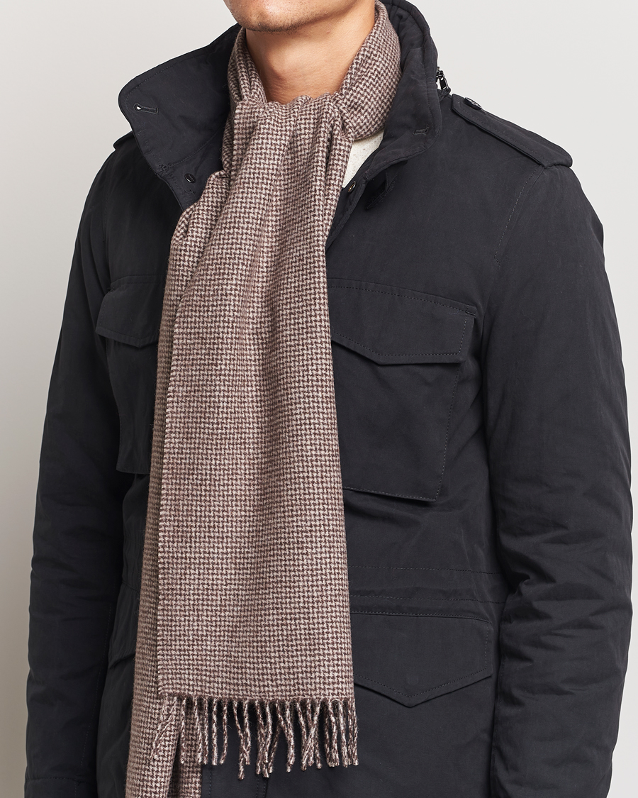 Herren |  | Amanda Christensen | Merino Wool Dogtooth Scarf Beige Melange