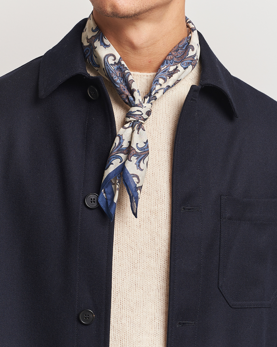 Herren |  | Amanda Christensen | Cotton Voilé Printed Paisley Bandana White