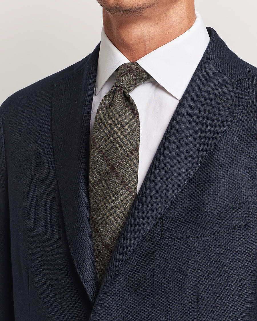 Herren |  | Amanda Christensen | Wool Checked 8cm Tie Green